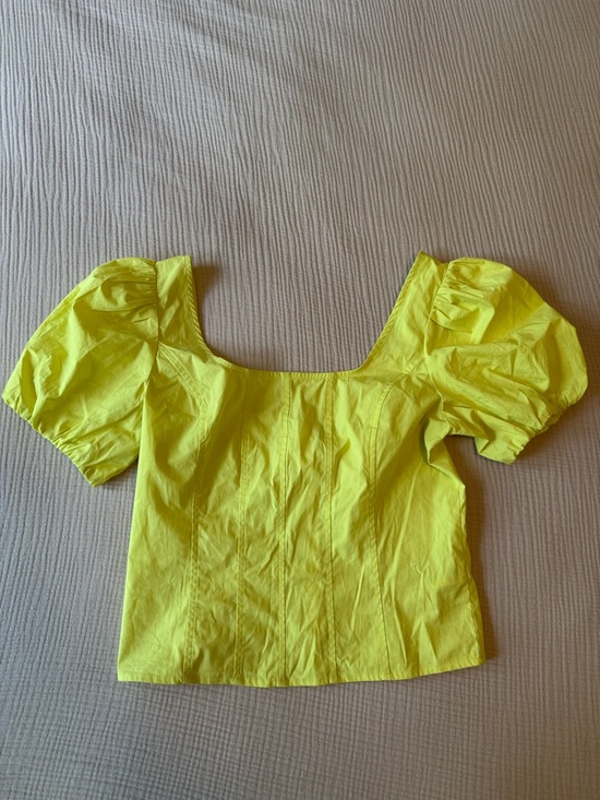 J. Crew Square Neck Puff Sleeve Top in Chartreuse - Picture 3 of 7